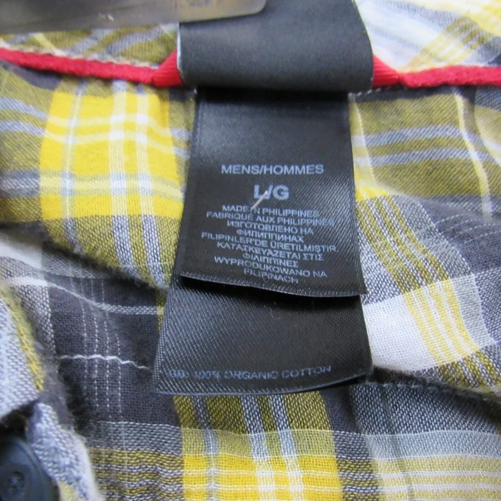The North Face‎ Shirt Men Large Yellow Black Plaid Hiker Camp Outdoors Slim Fit